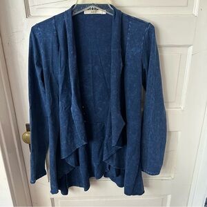 Testimony Los Angeles French Terry Open Victorian Draped Jacket Blue Mineral Was